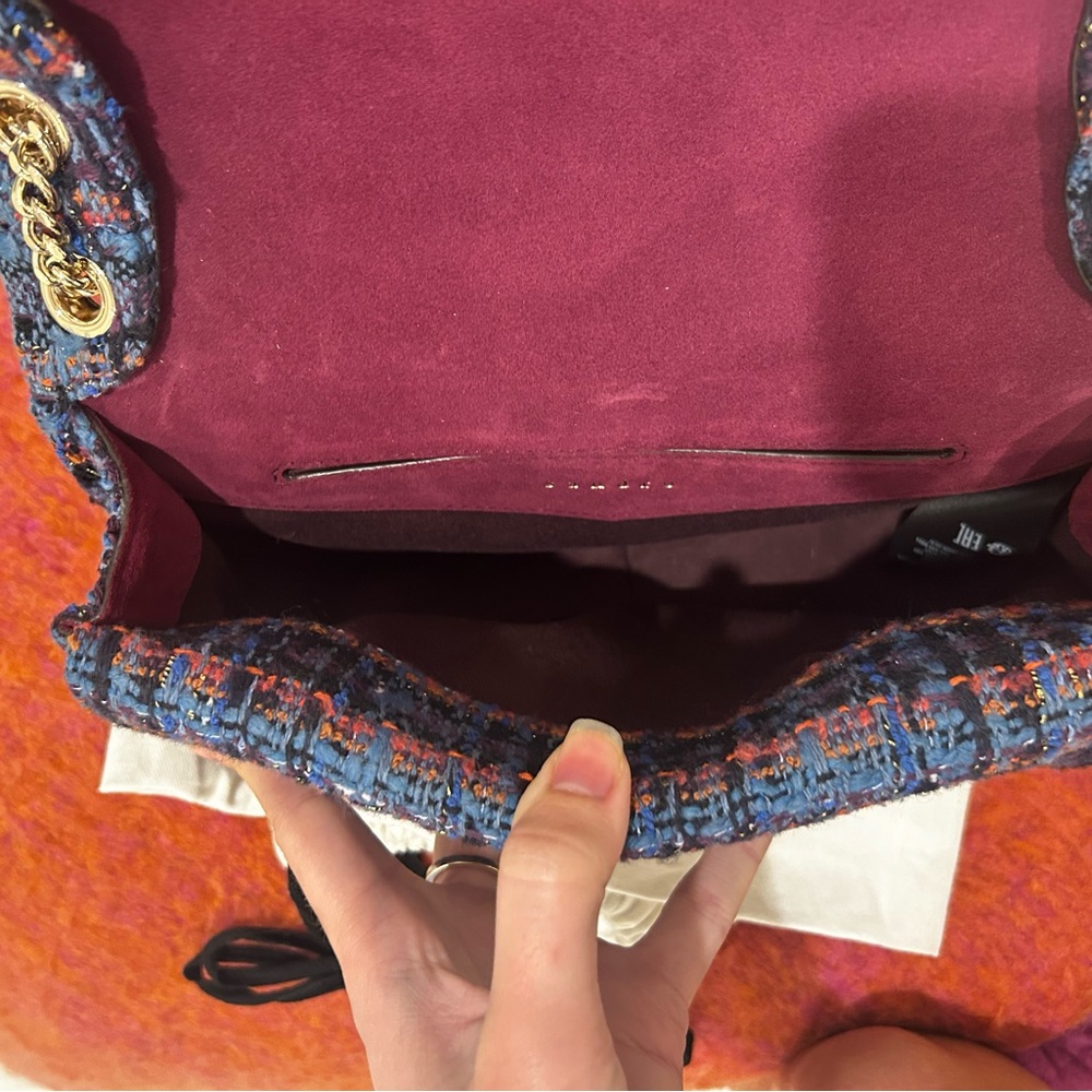 SANDRO YZA Tweed Shoulder Bag in Blue - Picture 11 of 13